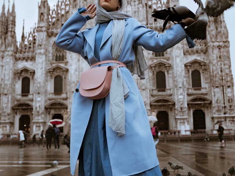 Powder blue wool coat
